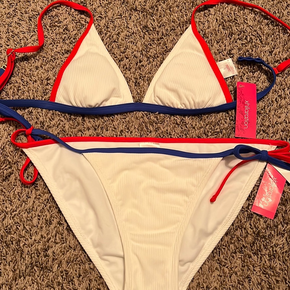 Red white and blue bikini